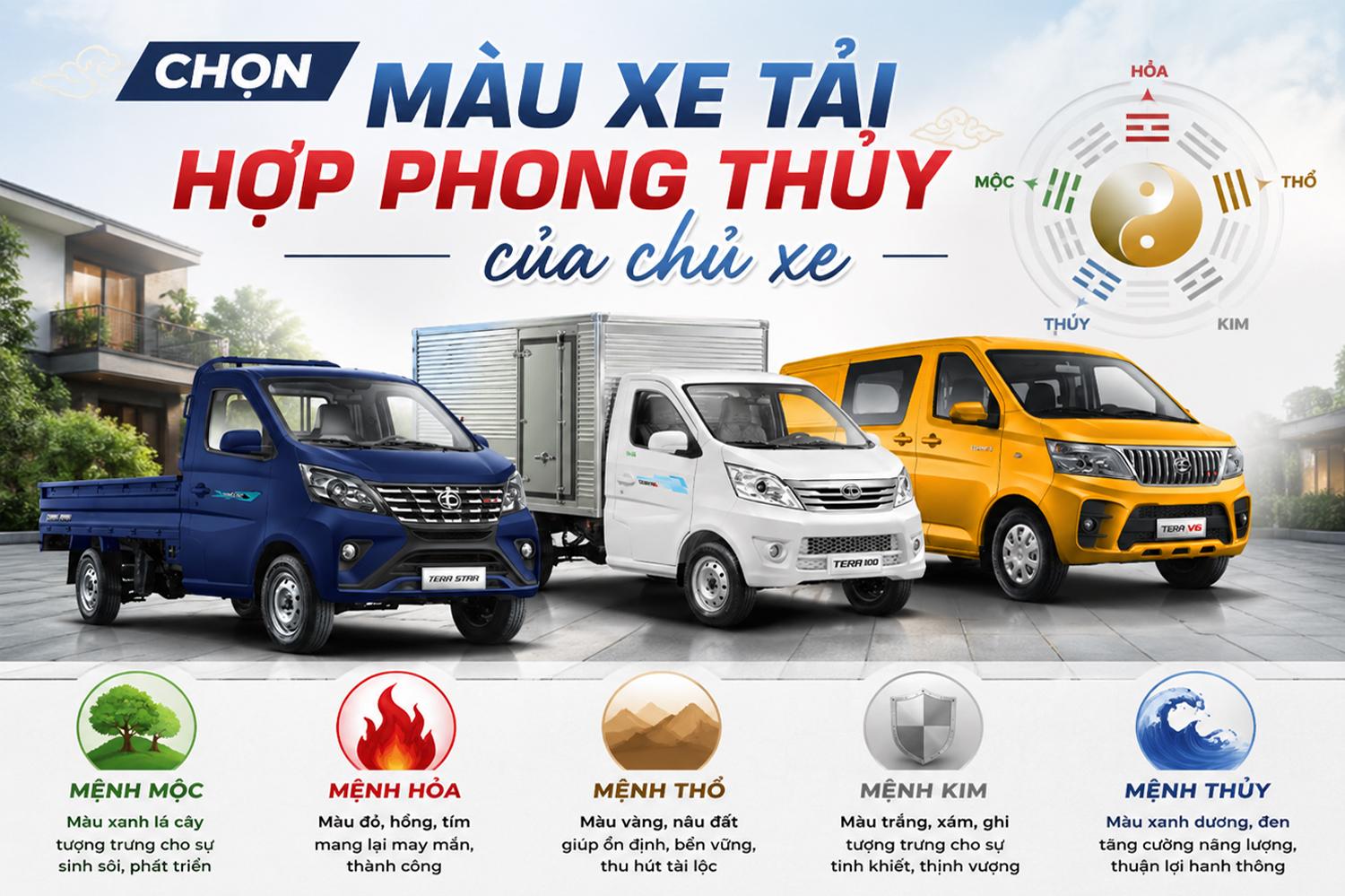 Cách chọn màu xe tải hợp phong thủy với chủ xe