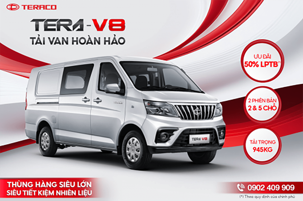 Tera-V8 – Tải van hoàn hảo - Thùng hàng siêu lớn – Siêu tiết kiệm nhiên liệu